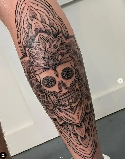 Skull Mandala Tattoo On Shoulder