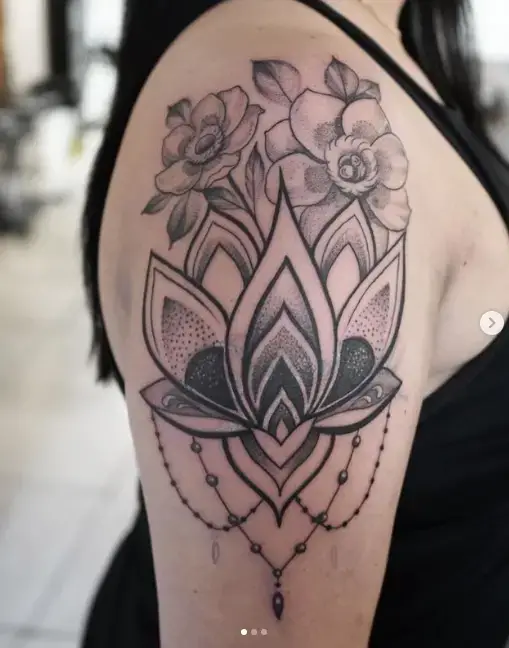 Beautiful Lotus Mandala Tattoo For Girls