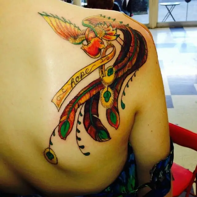 Vibrant Phoenix Head Tattoo