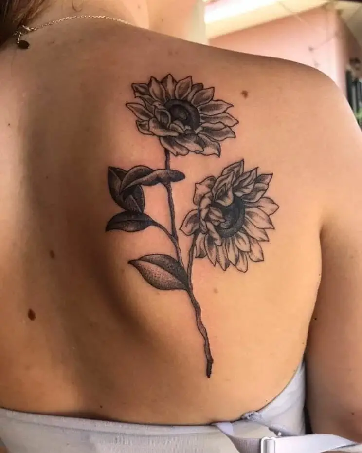 Wonderful Back Sunflower Tattoo