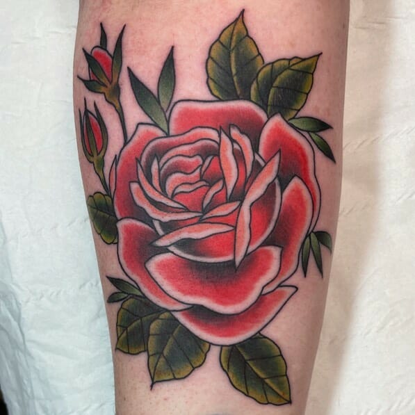 Neo-traditional Rose Tattoo